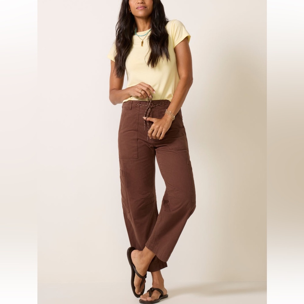 Pistola Chocolate Brown Cargo Utility Cropped Pants